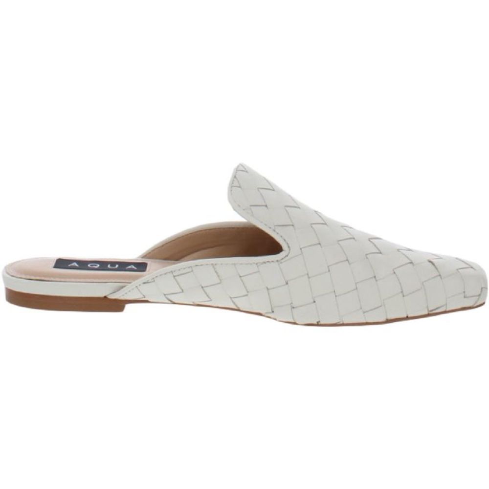 Aqua Womens Kiara Ivory Leather Square Toe Comfort Mules Shoes NWT - Picture 2 of 5